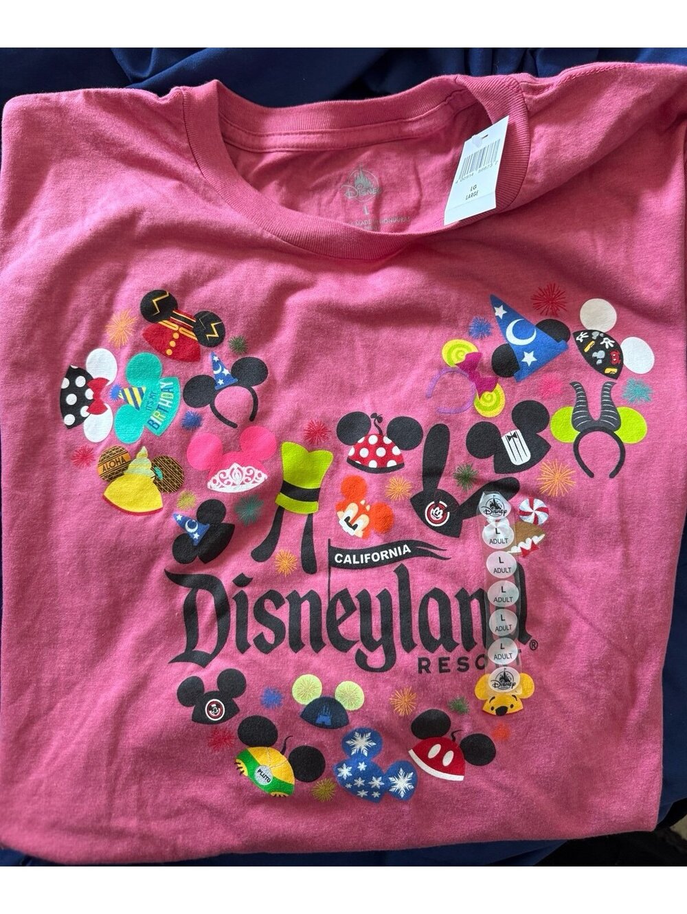 Disneyland pink T shirt size large NWT